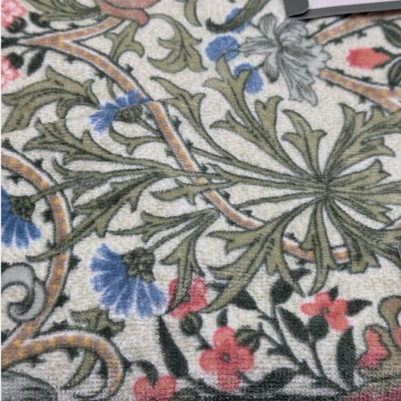 4 Pc William Morris Woodland Leaves Velour Bath Hand Towel Set Green Coral Blue - Picture 7 of 9